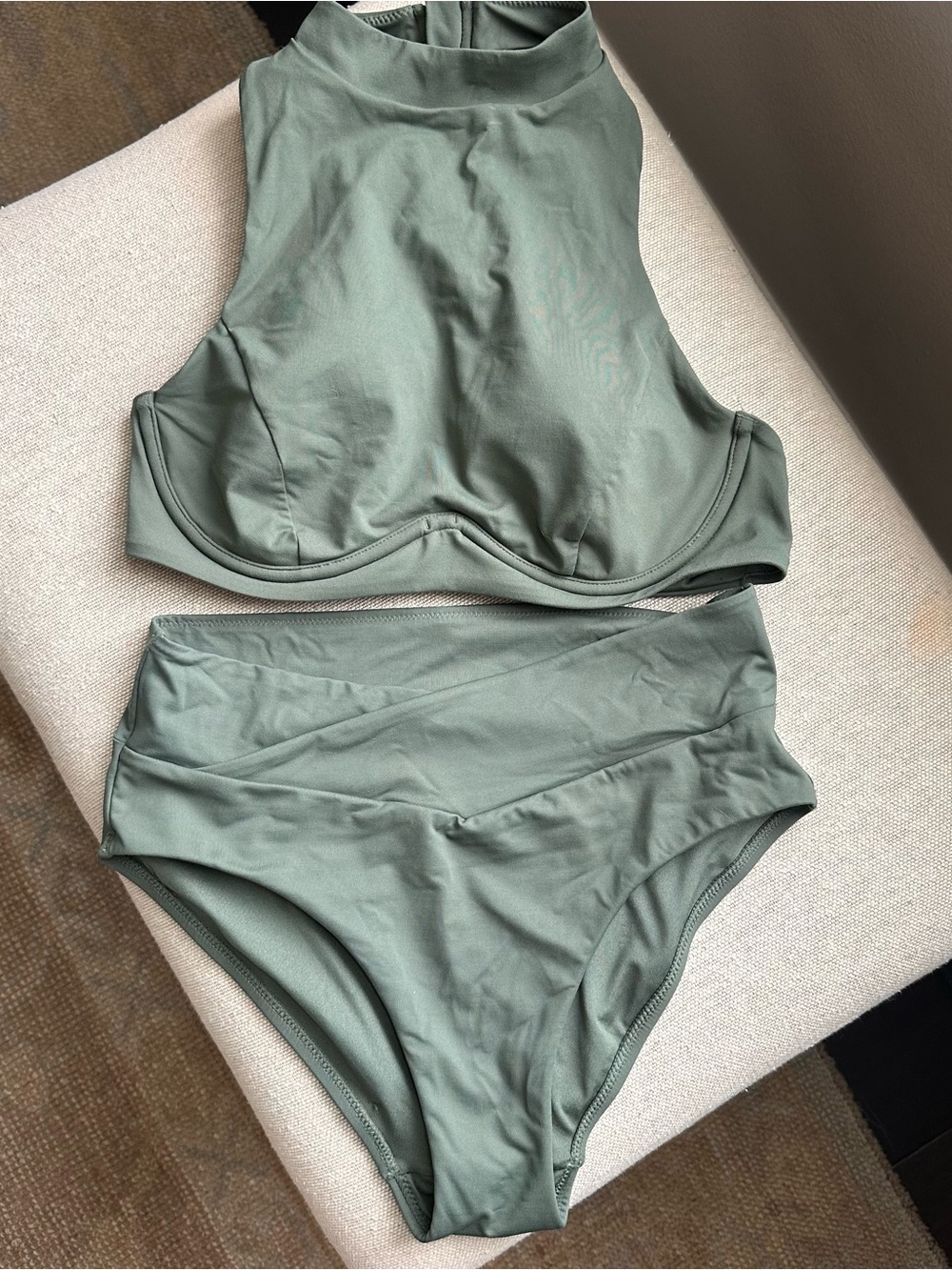 Athleta Maldives High-Neck Two-Piece Swim Set in deep fern Green